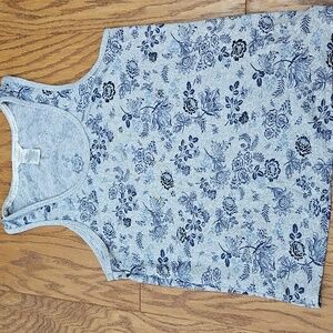 Lucky Brand Womens Floral Scoop Neck Tank Top Sz L